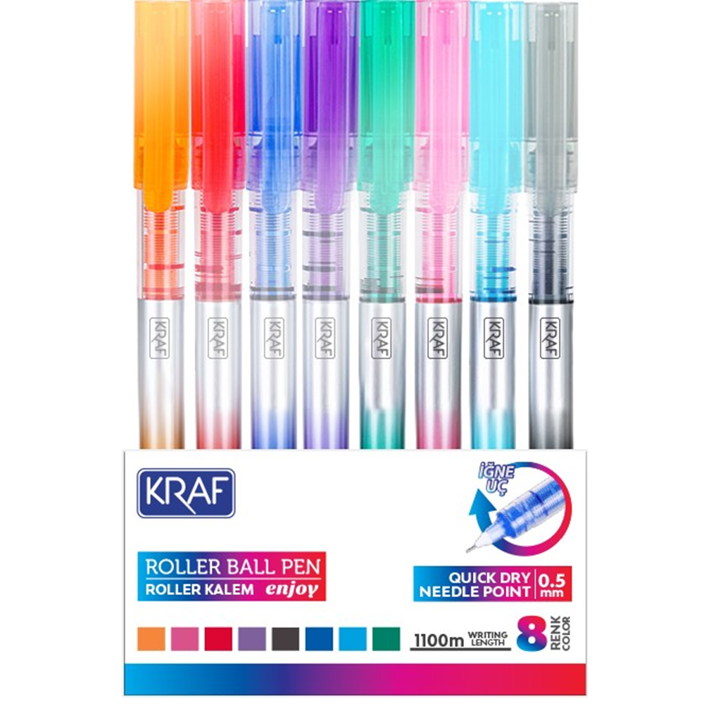 KRAF ROLLER KALEM ENJOY İĞNE UÇ 0.5 299 8 RENK SET