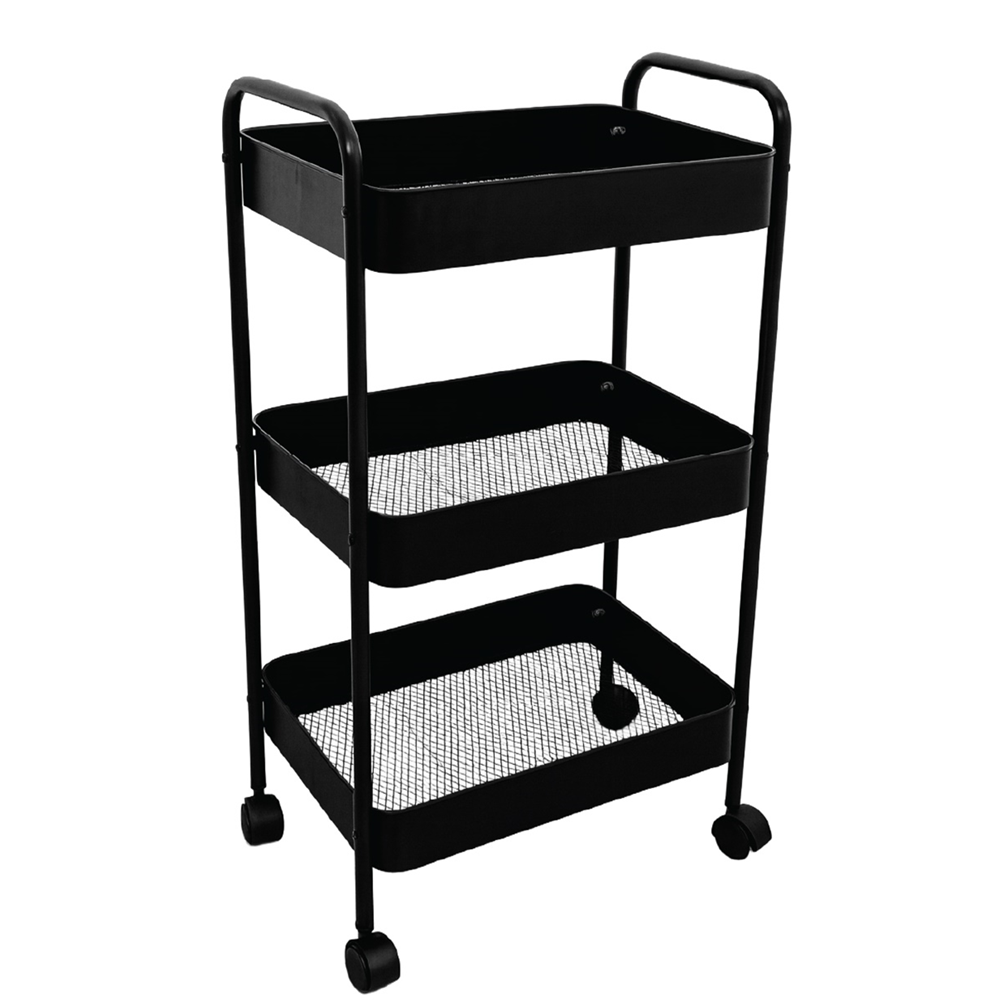 KRAF RAF ÜNİTESİ TEKERLEKLİ METAL 3 KATLI 497G SİYAH
