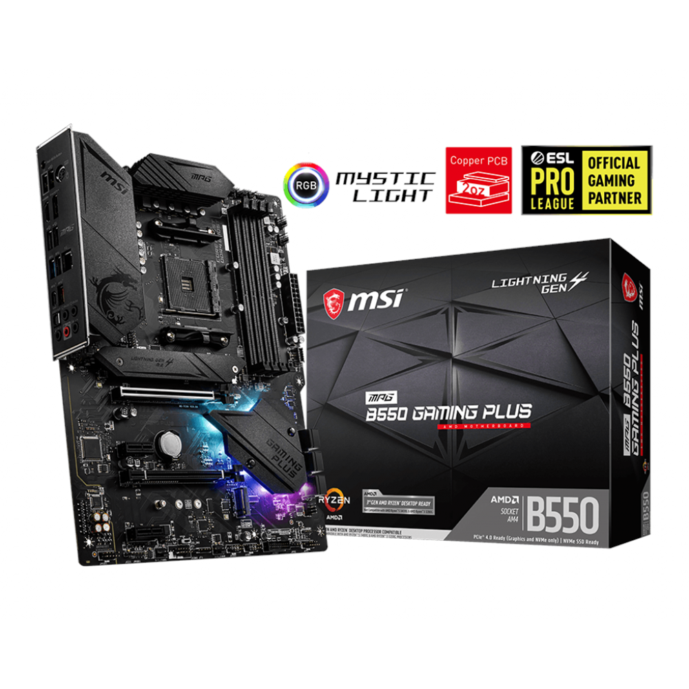 MSI MPG B550 GAMING PLUS DDR4 4400MHZ 1XHDMI 1XDP 2XM.2 USB 3.2 ATX AM4 (AMD AM4 5000/4000G/3000 SERİLERİ İLE UYUMLU) 