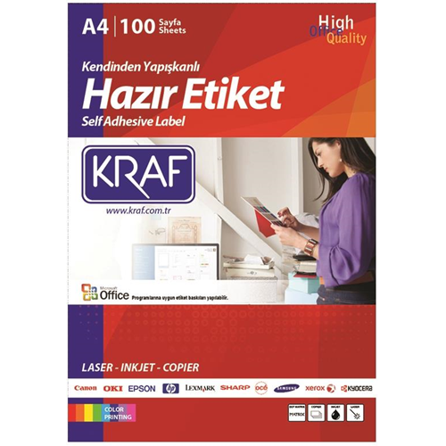 Kraf Laser Etiket 105x37.125 Laser-Copy-Inkjet Kf-2105