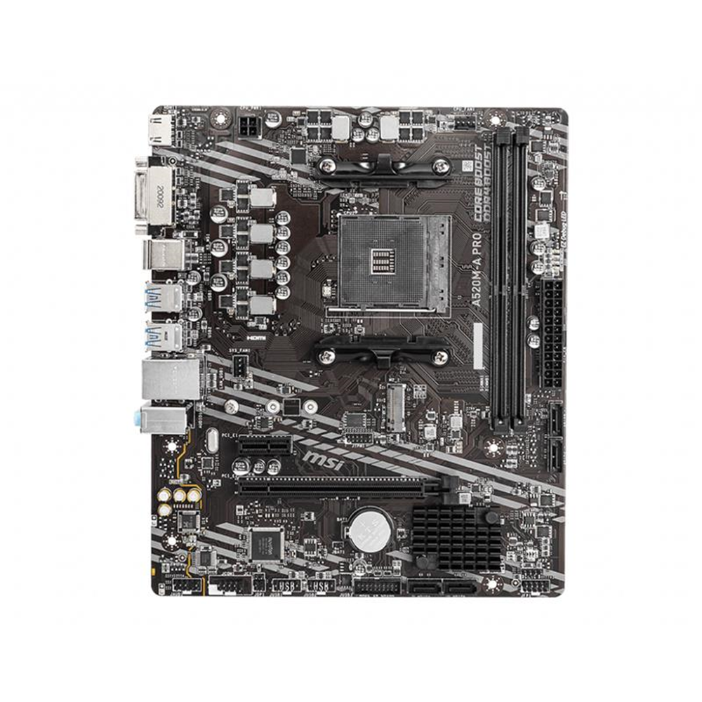 MSI A520M-A PRO DDR4 4600MHZ 1XHDMI 1XDVI 1XM.2 USB 3.2 MATX AM4 (AMD AM4 5000/4000/3000 SERİLERİ İLE UYUMLU) 