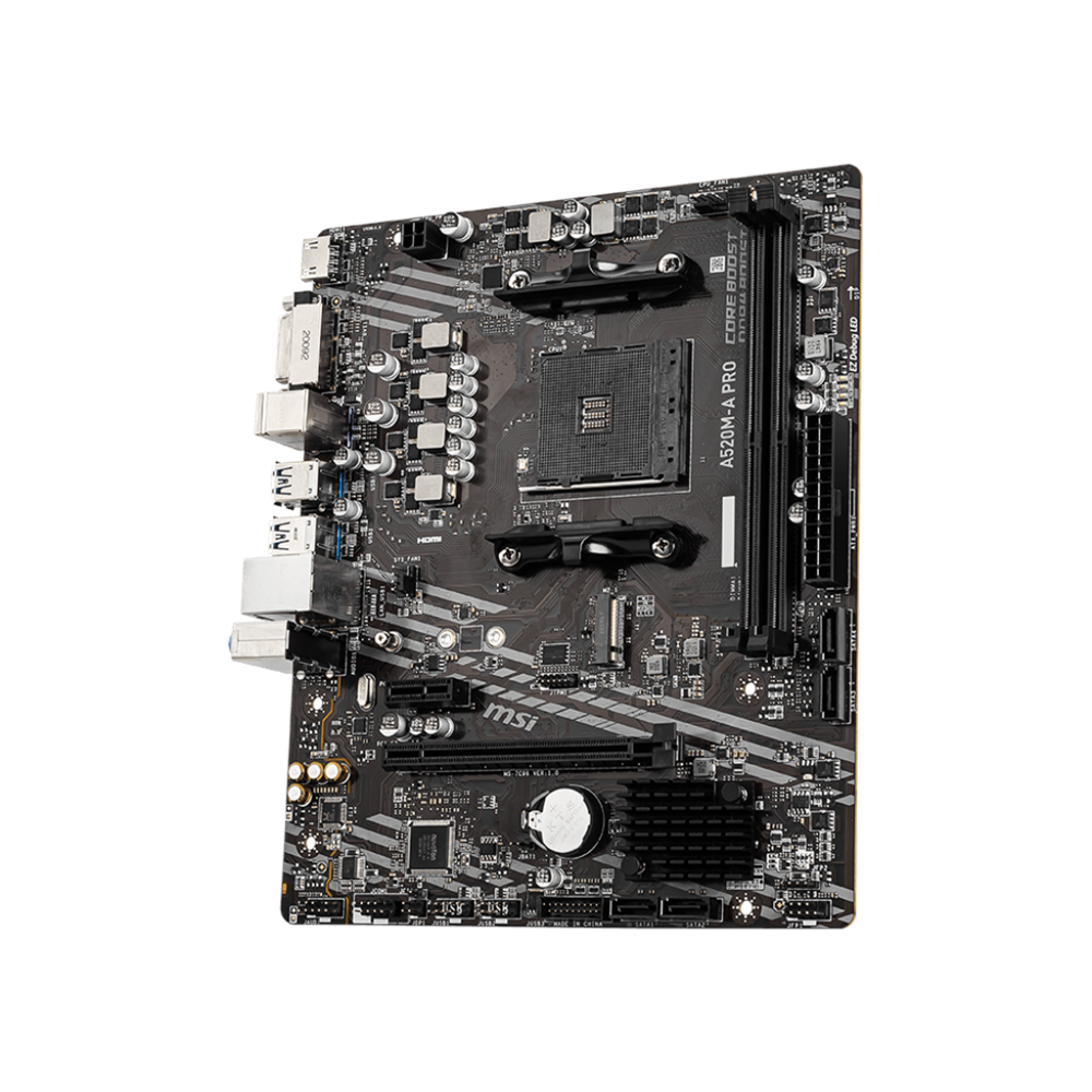 MSI A520M-A PRO DDR4 4600MHZ 1XHDMI 1XDVI 1XM.2 USB 3.2 MATX AM4 (AMD AM4 5000/4000/3000 SERİLERİ İLE UYUMLU) 