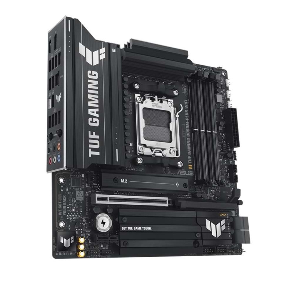 ASUS TUF GAMING B850M-PLUS WIFI DDR5 8000MHZ 1XHDMI 1XDP 3XM.2 MATX AM5 (AMD AM5 9000/8000/7000 SERİLERİ İLE UYUMLU) 