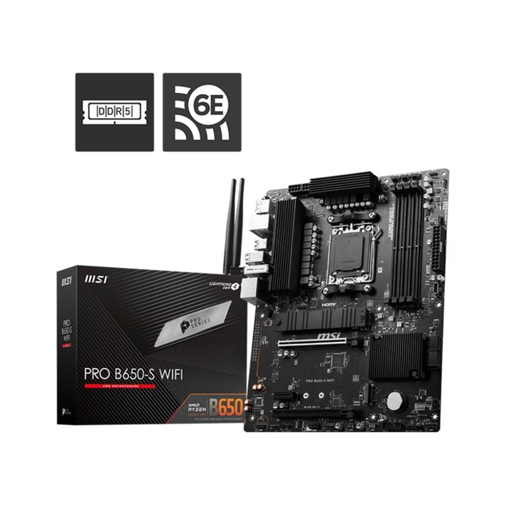 MSI PRO B650-S WIFI DDR5 7200MHZ 1XHDMI 1XDP USB 3.2 M.2 ATX AM5 (AMD AM5 9000/8000/7000 SERİLERİ İLE UYUMLU) 