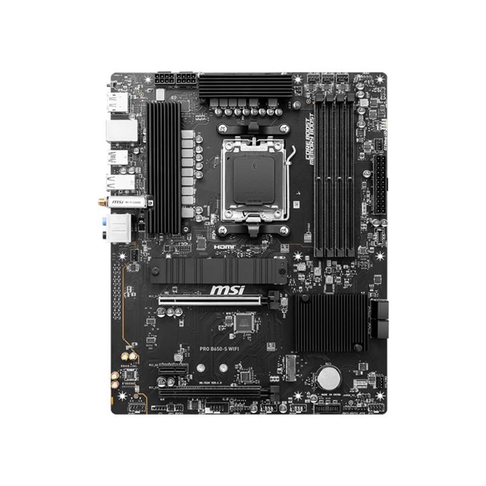 MSI PRO B650-S WIFI DDR5 7200MHZ 1XHDMI 1XDP USB 3.2 M.2 ATX AM5 (AMD AM5 9000/8000/7000 SERİLERİ İLE UYUMLU) 
