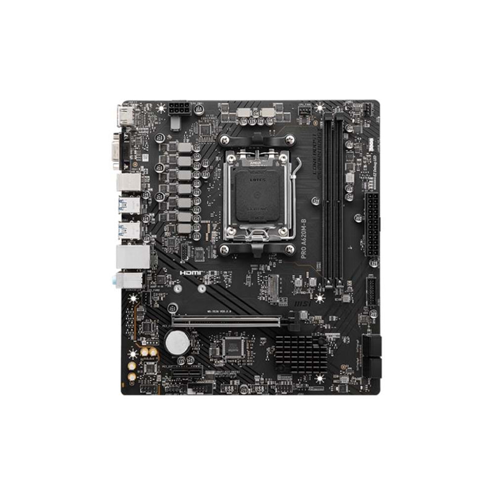MSI PRO A620M-B DDR5 6800MT/S 1XVGA 1XHDMI 1XM.2 USB3.2 MATX AM5 (AMD AM5 9000/8000/7000 SERİLERİ İLE UYUMLU) 