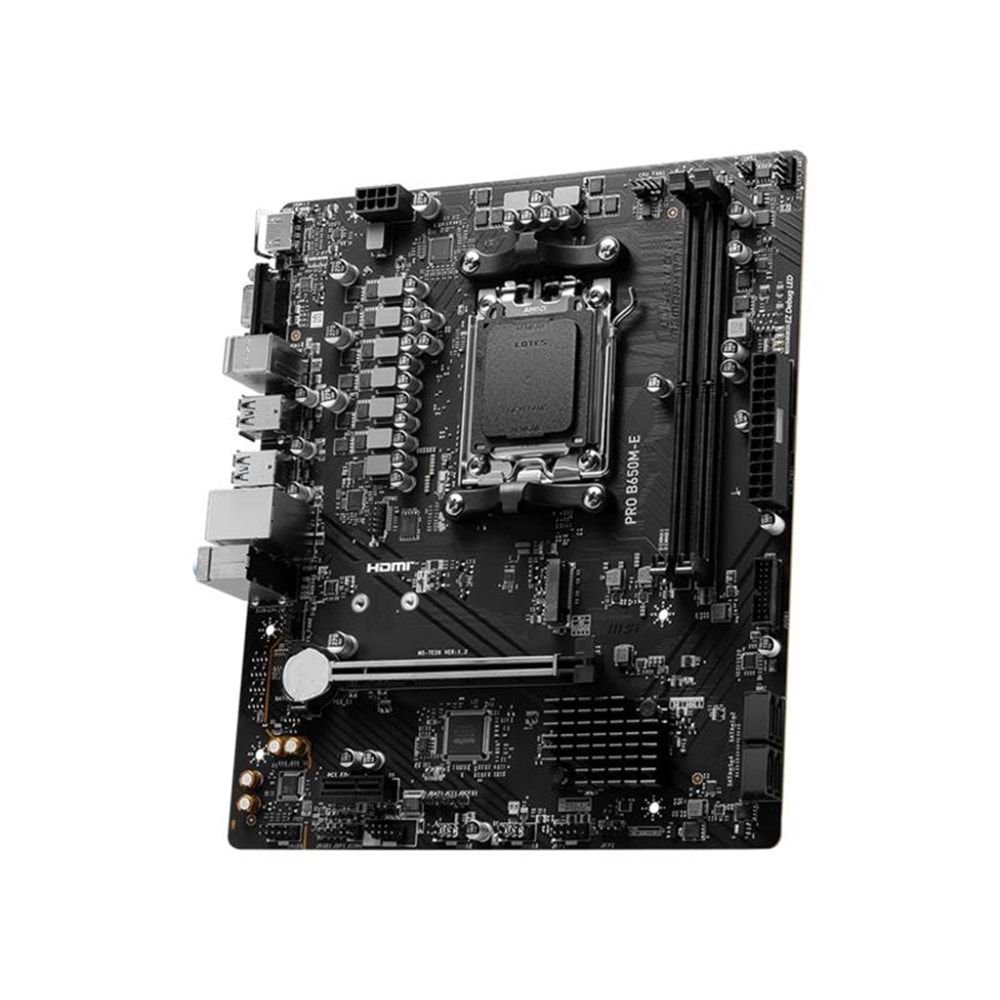 MSI PRO B650M-E DDR5 6800MHZ 1XVGA 1XHDMI 1XM.2 USB 3.2 MATX AM5(AMD AM5 9000/8000/7000 SERİLERİ İLE UYUMLU) 