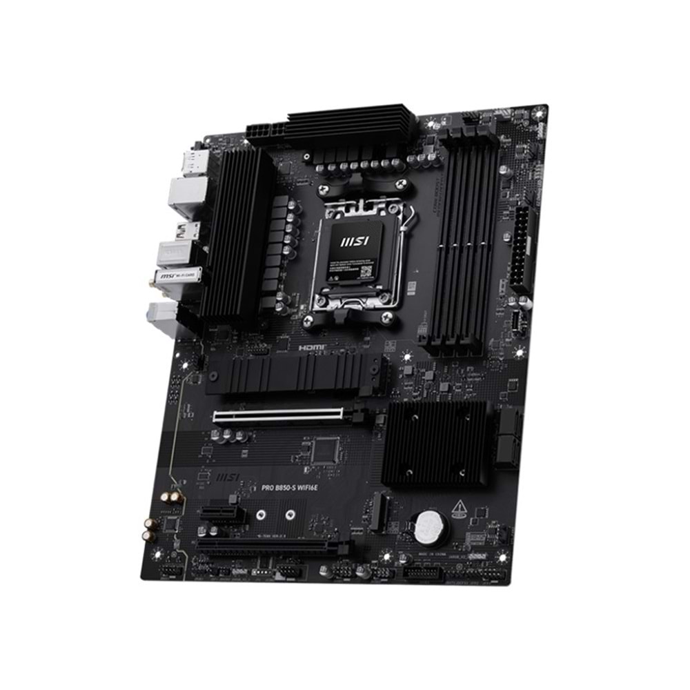 MSI PRO B850-S WIFI6E DDR5 8200MT/S 1XHDMI 1XDP 2XM.2 ATX AM5(AMD AM5 9000/8000/7000 SERİLERİ İLE UYUMLU) 