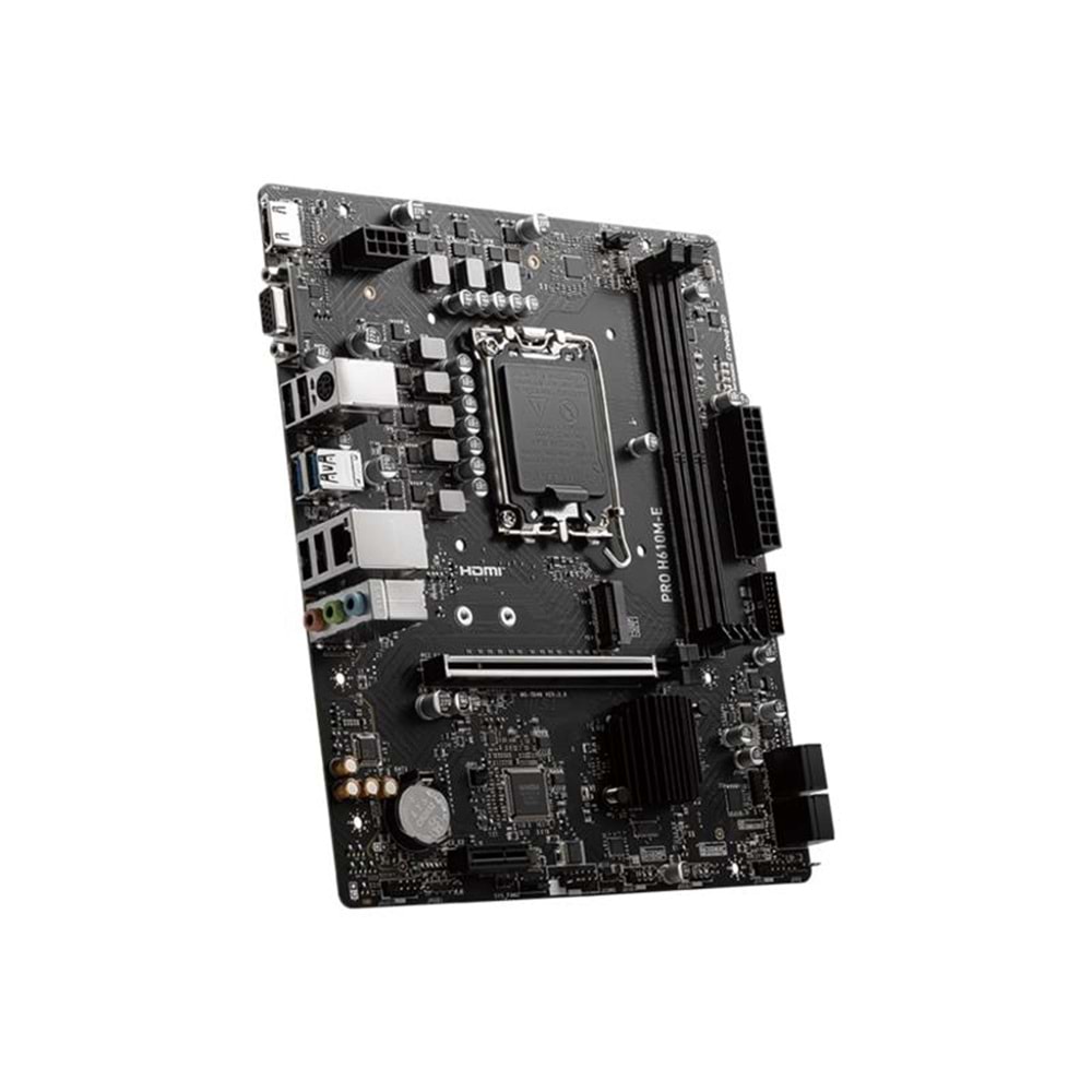 MSI PRO H610M-E DDR5 5600MHZ 1XVGA 1XHDMI 1XM.2 USB 3.2 MATX 1700P (12. / 13. VE 14. NESİL İŞLEMCİ UYUMLU) 