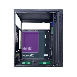 AZTECH AZTB02600 TITAN 600W SİYAH USB 2.0 MİCRO ATX KASA 