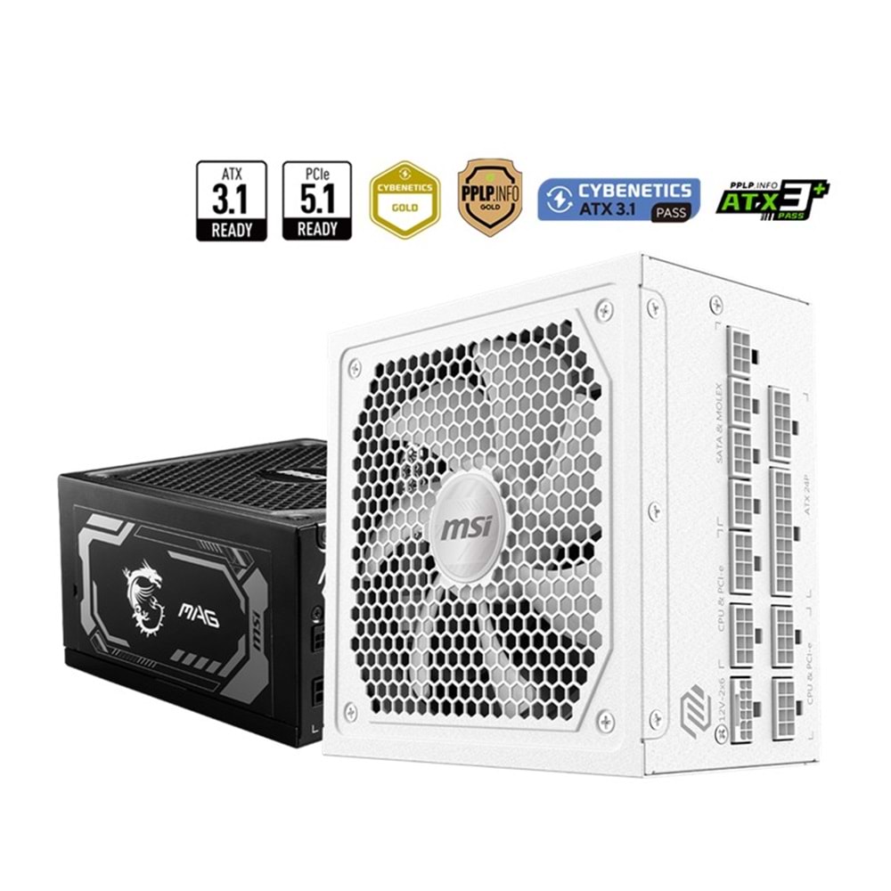 MSI MAG A1000GL PCIE5 1000W 80+ GOLD POWER SUPPLY 