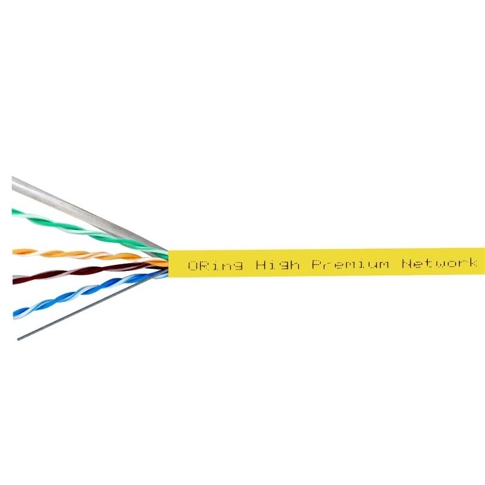 ORING RW-U0601YEL U/UTP CAT6 23AWG LSZH 250MHZ 500 METRE BAKIR SARI RENK NETWORK KABLOSU 
