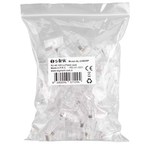 S-LINK SL-COB20P CAT6 EZRJ-45 YENİ NESİL UTP KONNEKTÖR 100 LÜ KUTU 