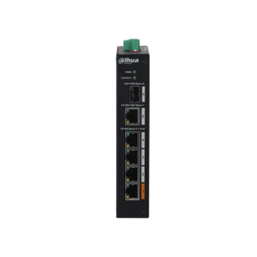DAHUA PFS3106-4ET-60-V2 4 PORT 10/100 + 1XGB RJ45/1XGB SFP UPLINK 250 METRE 60W POE ENDÜSTRİYEL SWITCH 